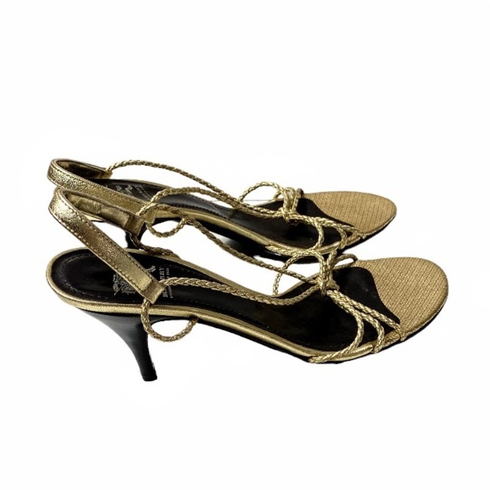Burberry Gold Braided Strappy Sandals 3” Heel Size EU 37.5 - Picture 6 of 16